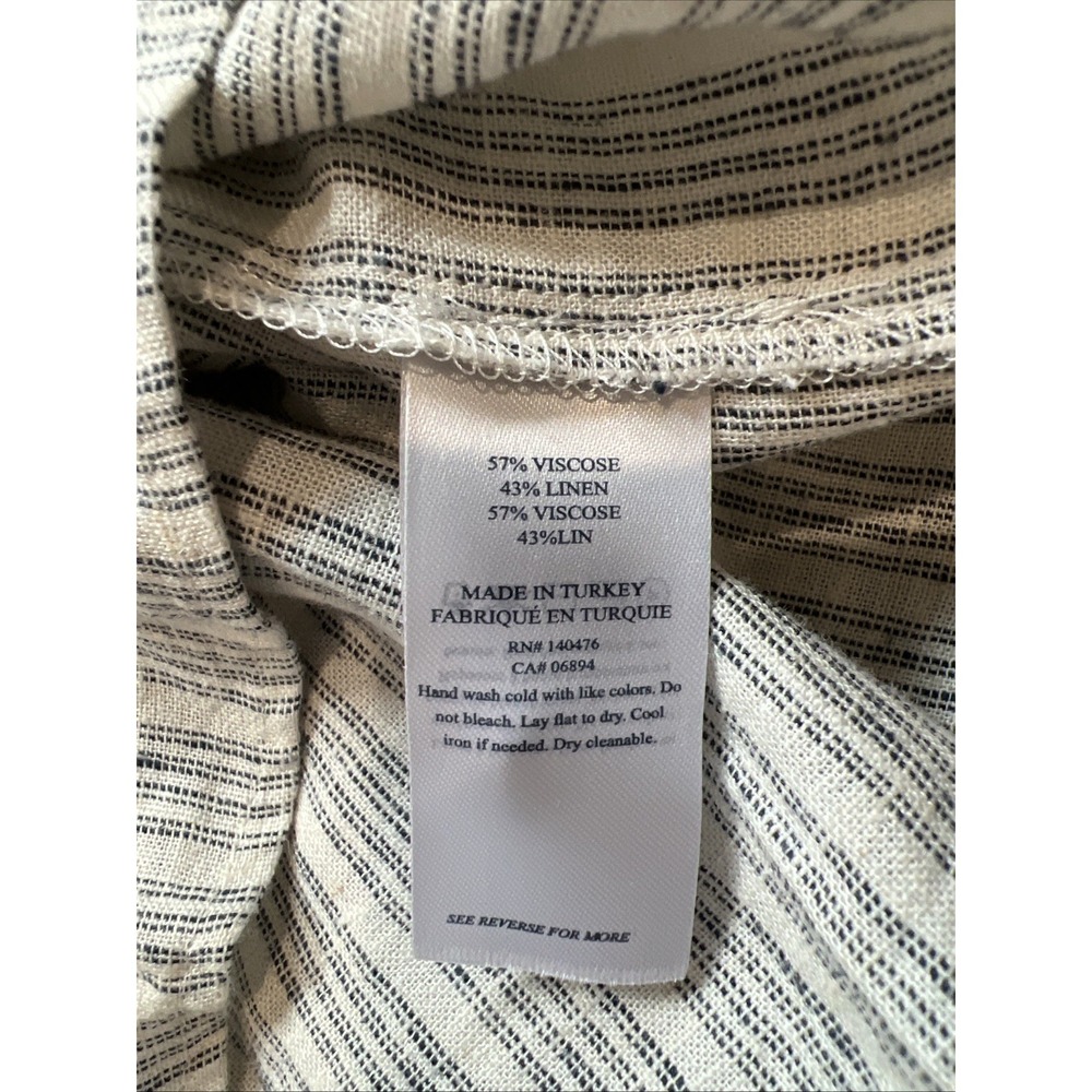 Faherty Naomi Top Sierra Stripe Peasant Linen Blend Cottagecore Boho - Picture 6 of 7